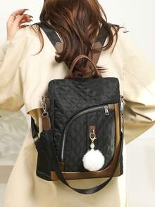 Ba lô nylon chống trộm họa tiết hình thoi phong cách retro dành cho nữ, túi xách hàng ngày đa năng thời trang, túi du lịch nhẹ nhiều ngăn, ba lô tối giản dung tích lớn, ba lô tiện dụng phù hợp cho học sinh, y tá, giáo viên, doanh nhân, du lịch, đi làm, mua sắm, văn phòng, hẹn hò, leo núi, đào tạo, công việc, quà tặng sinh nhật, quà tặng ngày lễ. - Nhiều màu - Xem 10