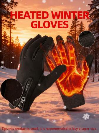 男女通用冬季防水手套，防风运动钓鱼触屏摩托车滑雪保暖骑行手套