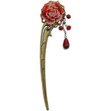 (Red 2) - Chinese Traditional Handmade Wood Tassels Hair Pins Stick Women's Hair Accessory (Red a) - por defecto - Ver 3