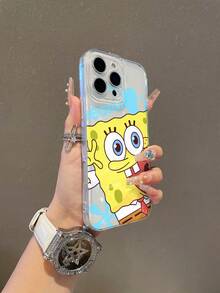 SpongeBob SquarePants 1个透明太空卡通表情字母图案防震手机壳，兼容三星/苹果17/16/15/14/13/12/11Pro Max/12Pro/14Plus等型号 - 彩色 - 查看 7