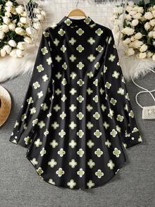 女士长袖全印花休闲阿拉伯风格上衣 - 彩色 - 查看 2