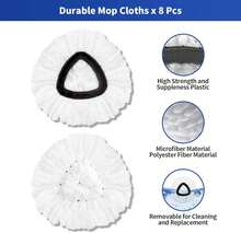 4 Pack Mop Head Replacement Compatible With O Cedar, Spin Mop Refill Replace Head For RinseClean 2-Tank System - Machine Washable, Enhanced Cleaning Performance - Version 20 - 查看 5