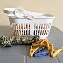 1/2套晾衣夾加晾衣繩套裝，自備收納籃，彩色，防滑設計，夾力強，優選pp材質，無異味，結實耐用，多功能，晾曬一併收納籃，彩色，防滑設計，夾力強，優選pp材質，無異味，結實耐用，多功能，晾曬一並裝點 - 彩色 - 查看 3