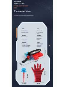 1个/2个蜘蛛网发射器，适合小小英雄，可穿戴腕式发射器，带吸盘，软弹蜘蛛网发射器，蜘蛛射手，蜘蛛网弹射器，黑色科技手套玩具 - 彩色 - 查看 13