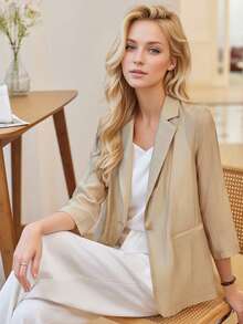 2025新款轻薄七分袖女士西装外套，夏季时尚高端防晒外套 - 香檳色 - 查看 4