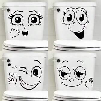 1 st kreativt roligt leende ansikte toalettstolsklistermärke, badrumsdekor, sött tecknat uttryck toalettklistermärke, dekorativt föremål