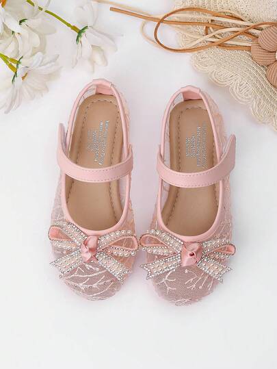 1 par de zapatos planos de encaje de primavera para estudiantes mujeres, escuela, exterior, cómodos; zapatos para bebés y niños pequeños, zapatos de moda para bebés, zapatos de tela de encaje para bebés, zapatos planos de cuero para niñas pequeñas para exteriores