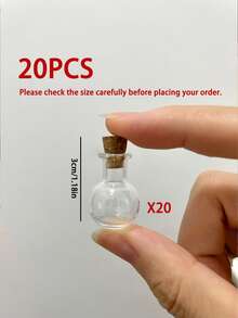 20/10pcs Mini Decorative Glass Bottles - Cute Glass Jars With Soft Cork Stoppers, Round Wishing Bottles, Glass Bottle Pendants, Mini Perfume Bottles, Decorative Miniature Drift Bottles, Suitable For DIY Crafts, Wedding Favors, Home Decor, Party Souvenirs - Multicolor - View 13