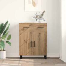 Larryhot Credenza Rovere artigianale 69,5 x 34 x 90 cm Legno multistrato,Robusto e durevole, facile da montare, la scelta ideale per l'arredamento della casa - Castano - Visualizzare 4