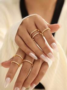 Luxury Half Eternity Ring With Cubic Zirconia, Gold And Silver Costume Jewelry - 金色 - 查看 2