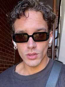 1/2/3副男士亚克力长方形时尚黑色眼镜，适合度假、户外活动和日常佩戴