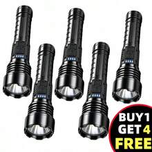 5pcs High-Performance Mini LED USB Flashlights | 7-Mode Adjustable Brightness With Precision Beam Control, Side COB Floodlight For Close-Range Tasks, Built-In Rechargeable Battery With Type-C Fast Charging, Shock-Resistant And Weather-Friendly Body, Suitable For Emergency Preparedness, Night Operations, Outdoor Sports, Home Projects, And Everyday Carry - màu đen - Xem 1