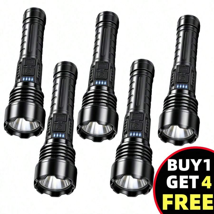 5pcs High-Performance Mini LED USB Flashlights | 7-Mode Adjustable Brightness With Precision Beam Control, Side COB Floodlight For Close-Range Tasks, Built-In Rechargeable Battery With Type-C Fast Charging, Shock-Resistant And Weather-Friendly Body, Suitable For Emergency Preparedness, Night Operations, Outdoor Sports, Home Projects, And Everyday Carry - màu đen - Xem 1