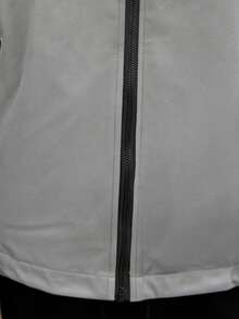 1pc Men's Jacket, Black Hooded Zip-Up Jacket - Light Grey - View 3