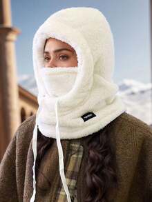 1pc Unisex Autumn/Winter Fleece Balaclava Hat, Ski Face Mask, Women's Winter Hat, Warm Face Cover, Thick Knit Beanie, Suitable For Daily Use, Skiing, Hiking, Fishing, Etc. - Multicolor - View 2