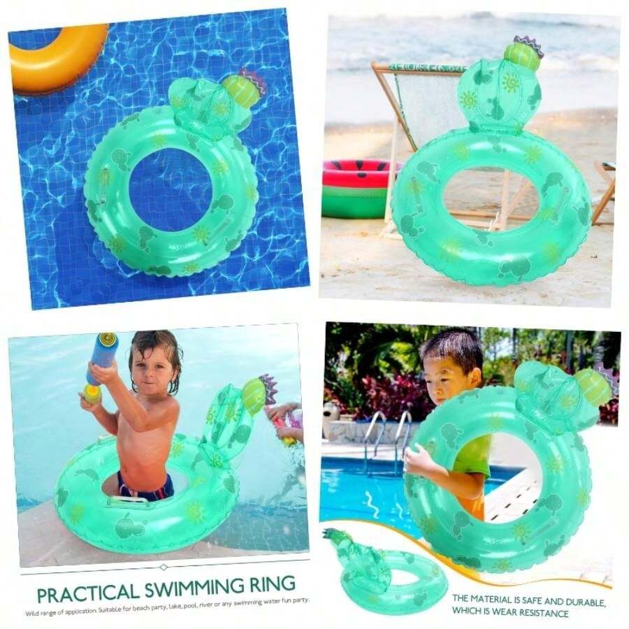 Anillo De Natacin De Cactus Juguetes Inflables Anillo De La Natacin Swimming Tube Ring Divertidos Flotadores De Playa Aid Float Rings De Polivinilo Piscina Fruta Beb - Verde + 55CM - Ver 1