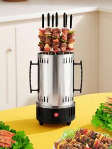 360° Rotating Electric Kebab Grill, Mini Self-Service BBQ Machine With 6 Skewers, Suitable For Grilling Meat, Fish, Home BBQ Parties