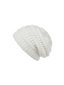 1pc Women's Warm, Soft, Stretchy Knit Skull Ski Cap, Chunky Slouchy Beanie For Daily Life And Outdoor Use - Double Layer - Satin Lining - View 3
