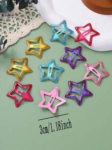 10/25/48pcs Colorful Glitter Star Hair Clips, Sweet & Stylish Decor For Girls, Holiday Party Hair Accessories - Multicolor - View 2