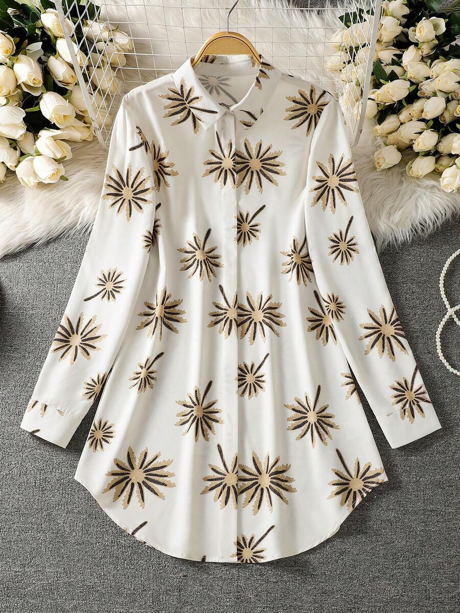 Women's Long Sleeve All-Over Print Casual Arabic Style Top