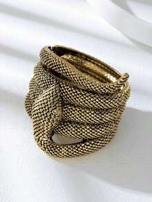 Vintage Golden Metal Snake Shaped Bangle Bracelet, European And American Style 2025 Scar Cover - 銅色 - 查看 5