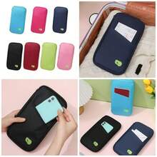 5件装高品质旅行护照钱包，多功能卡包手拿包护照机票收纳包男女通用 - 带拉链，可装身份证、信用卡和手机 - 黑白网格收纳袋