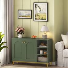 HaluPeit Meuble de Salle de Bain, Meuble de Rangement, Armoire Salle de Bain, Placard Rangement avec 2 Portes, Compartiment Ouvert, Meuble Bas Rangement, Salle de Bains, Le Salon, Vert Forêt - Vert - Voir 2