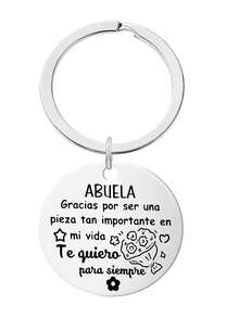 1 pieza Llavero de acero inoxidable para hombres, regalo de cumpleaños para abuela y abuelo, regalos de Acción de Gracias - Plateado - Ver 2