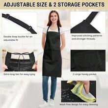 Chef Apron For Men And Women Wash Free Bib Apron With 2 Pockets Water & Oil Proof Adjustable Aprons,Black - Black - 查看 5