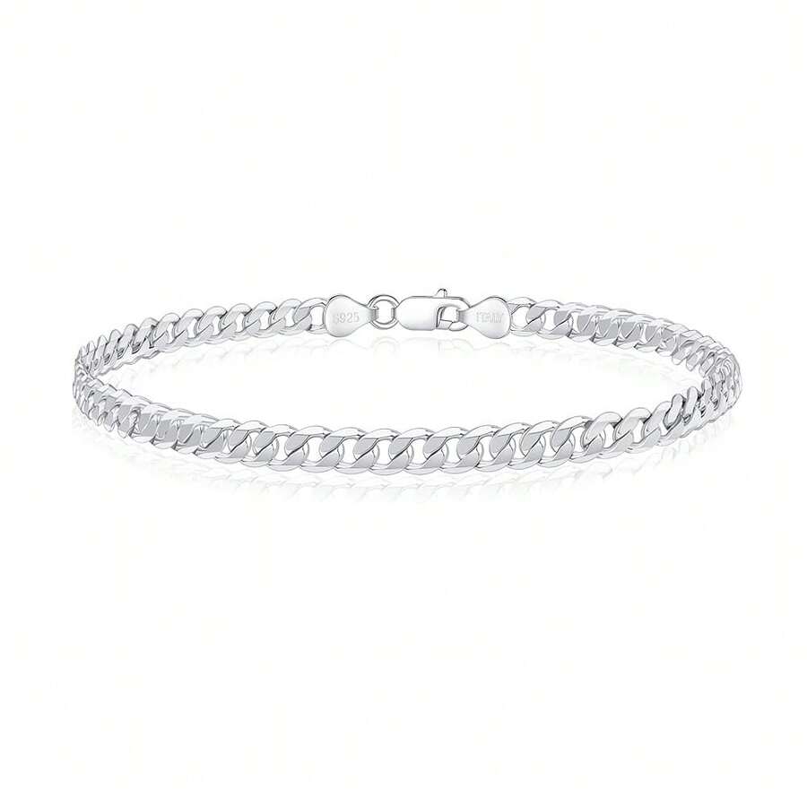 OCHCOH 925 Sterling Silver Cuban Link Chain Bracelet 3mm 5mm 8mm Silver Bracelet For Men Women 6.5 7 7.5 8 8.5 9 Inches,9.0Inch,5mmSilverCubanBracelet - 5毫米銀手鍊 - 查看 1