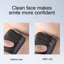 Portable Double-Head Electric Shaver, Men's Mini Beard Shaver, USB Rechargeable, Wet And Dry Use, Business Gift Box - Black - View 6