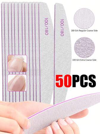 12pcs Nail Files, 24/35/45/50pcs Nail Files, 100/180 Grit Sandpaper Nail Files, Suitable For Natural And Acrylic Nails, Double-Sided Sandpaper Nail Files, Professional Acrylic Nail Files, Reusable, Manicure Tools, Manicure Supplies, Manicurists, Nail Files And Buffers, Manicure Tools, Gift For Women