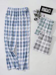 Bộ 3 quần pajama nam in họa tiết kẻ caro, thích hợp cho mùa xuân/hè. - Nhiều màu - Xem 1
