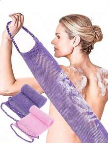 1-10条双层抽绳浴巾，男女通用沐浴擦洗巾，强力去角质和去污毛巾，适用于桑拿和浴室。 - 查看 1