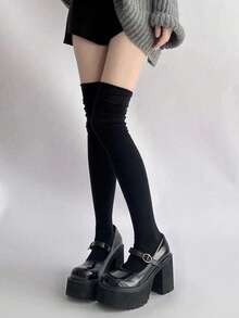 1 Pair Of Women's Thin Knee-High Socks For Spring And Autumn, Non-Slip And Non-Constricting Around The Calves, Perfect For Y2K Cute Outfits - Multicolor - View 10