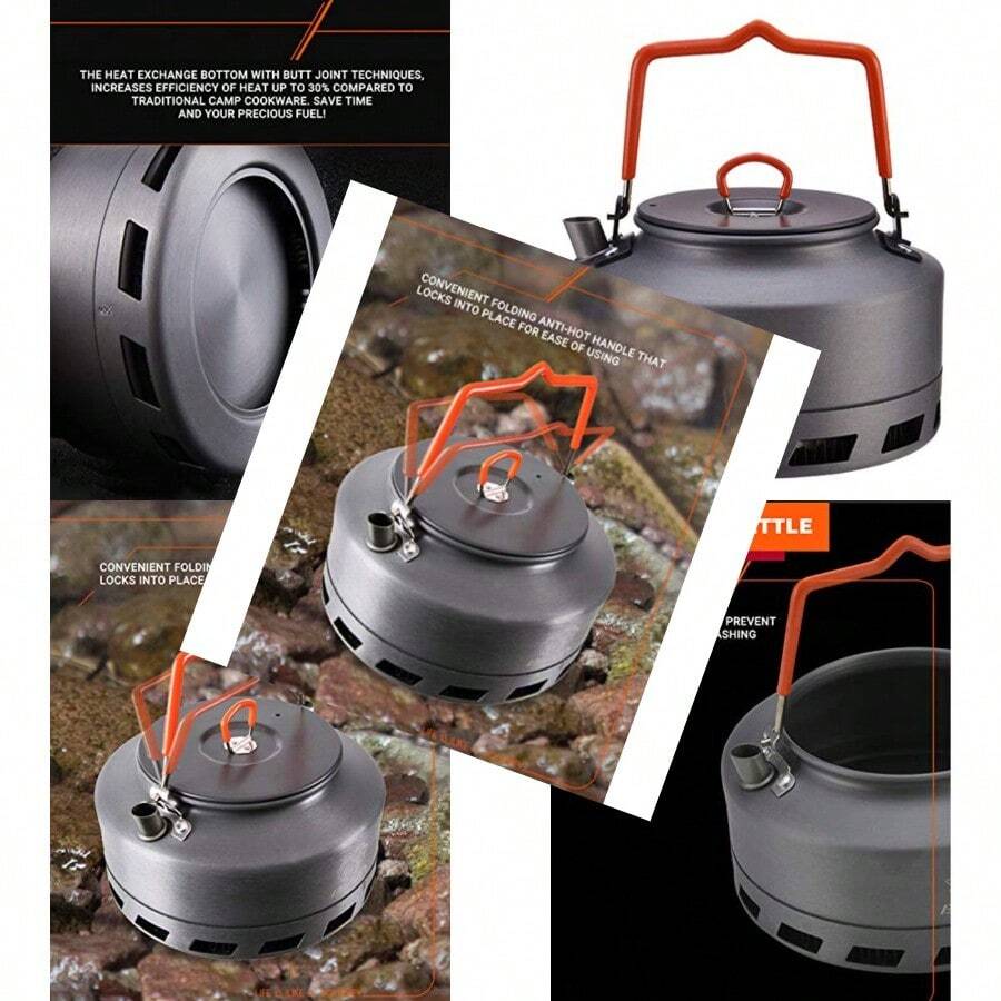 ZAQBulin Camping Kettle 1.6L Aluminum Alloy Open Campfire Coffee Tea Pot Fast Heating Outdoor Gear Great for Boiling Water light Portable for Hiking Picnic Travel - BLACK16L - Ver 1