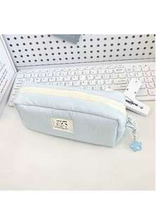 大容量多功能学生文具收纳袋，简约纯色铅笔盒，学校办公收纳盒，学习用品文具盒，家用小物件收纳盒，返校季必备单品，柔软舒适，适合学生、专业人士和文具爱好者。 - 彩色 - 查看 12