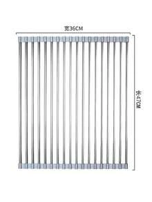 水槽折叠不锈钢沥水架厨房多功能碗盘蔬菜水果收纳沥水帘 - 彩色 - 查看 11