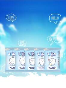 10 st/100 st mini bärbara våtservetter för händer och mun, vårdservetter, 1 förpackning med 10 stycken, utdragbara rengöringsservetter - Multifärgad - Visa 4