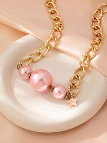 1 chiếc vòng cổ ngọc trai màu hồng thanh lịch, tối giản, đa năng và sang trọng. - Nhiều màu - Xem 2