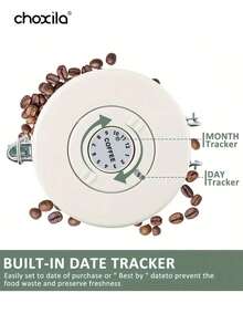 choxila 1个1.2升/1.5升/1.8升咖啡罐，咖啡豆密封储存罐，不锈钢厨房食品储存容器，带日期追踪器和量勺，咖啡配件，适用于研磨咖啡、咖啡豆、茶叶、糖、面粉、谷物等。 - Jar - 查看 8