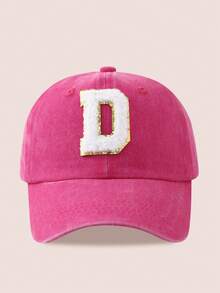 1顶男女通用26字母水洗棒球帽，遮阳帽，适合户外活动和日常佩戴，防紫外线 - 金標-玫紅水洗帽 - 查看 18