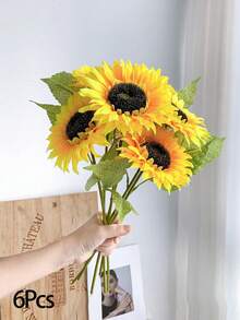 7 piezas de 27,5 cm de girasol realista, adecuado para manualidades DIY y decoración del hogar - Flores artificiales en floración para interiores/exteriores, se pueden usar para ramos de novia y decoración de mesa. Adecuado para decoración de verano, decoración del hogar, decoración del dormitorio, decoración de la casa, decoración de la sala de estar, decoración de la habitación, decoración de cumpleaños, decoración de bodas.