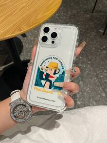 官方授权 Paul Frank 透明气垫手机壳，全包式猴脸防摔保护壳，带摄像头保护盖，猴子字母图案，远眺主题，全新设计，兼容 13/14/15/16/17 Pro Max - 彩色 - 查看 2