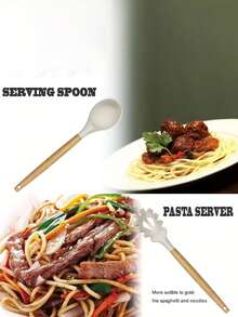 12件套硅胶烹饪用具套装，包括防刮铲、汤勺、汤匙、食物夹、刷子、打蛋器、夹子；木柄不粘锅具，多功能防刮烘焙厨房小工具，不粘耐热易清洗，可用洗碗机清洗，现代厨房用品，节日送礼佳品！ - 彩色 - 查看 9