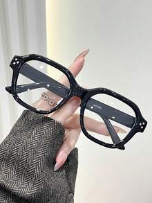 1 Stück Damen einfacher polygonaler Rahmen Klarglas Brille, geeignet für den täglichen Gebrauch, Brillenzubehör für Frauen - Transparent - Übersicht 1