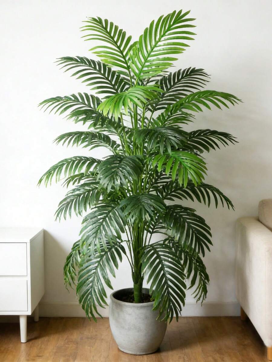 90-120cm Large Artificial Plant, Fake Palm Tree, Tropical Palm Leaves, Artificial Palm Plant, Tall Tree, Indoor Realistic Plastic Turtle Back Bamboo Leaves, Suitable For Home, Kitchen, Outdoor, Office Decor