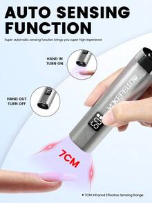 YOKEFELLOW 可充电手持美甲灯，银紫色便携式无线UV美甲灯，带自动感应器和20秒/60秒双定时器及液晶显示屏，快速固化凝胶、水钻美甲贴片、胶水，适用于美甲沙龙、家庭DIY美甲，2025新款