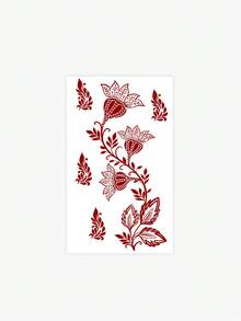 1 Blatt waschbarer temporärer Henna Tattoo Aufkleber - rotes Blumenmotiv für die Handrückseite, schöner Blumen Modestil, geeignet für den täglichen Gebrauch - Verschiedenfarbig - Übersicht 5