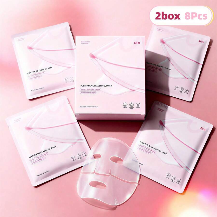 2-Box Salmon PDRN Pink Collagen Gel Mask | Color-Changing Gel, Overnight Face Mask For Glass Skin - Moisturizing, Firming, Elasticity Boost & Fine Lines Reduction | Low-Molecular Collagen, Pore Minimizing | Cooling Effect, Dermatologically Tested | Korean Skincare, 28g, 4ea Per Box, 8 Pieces - 2盒/8個 - 查看 1